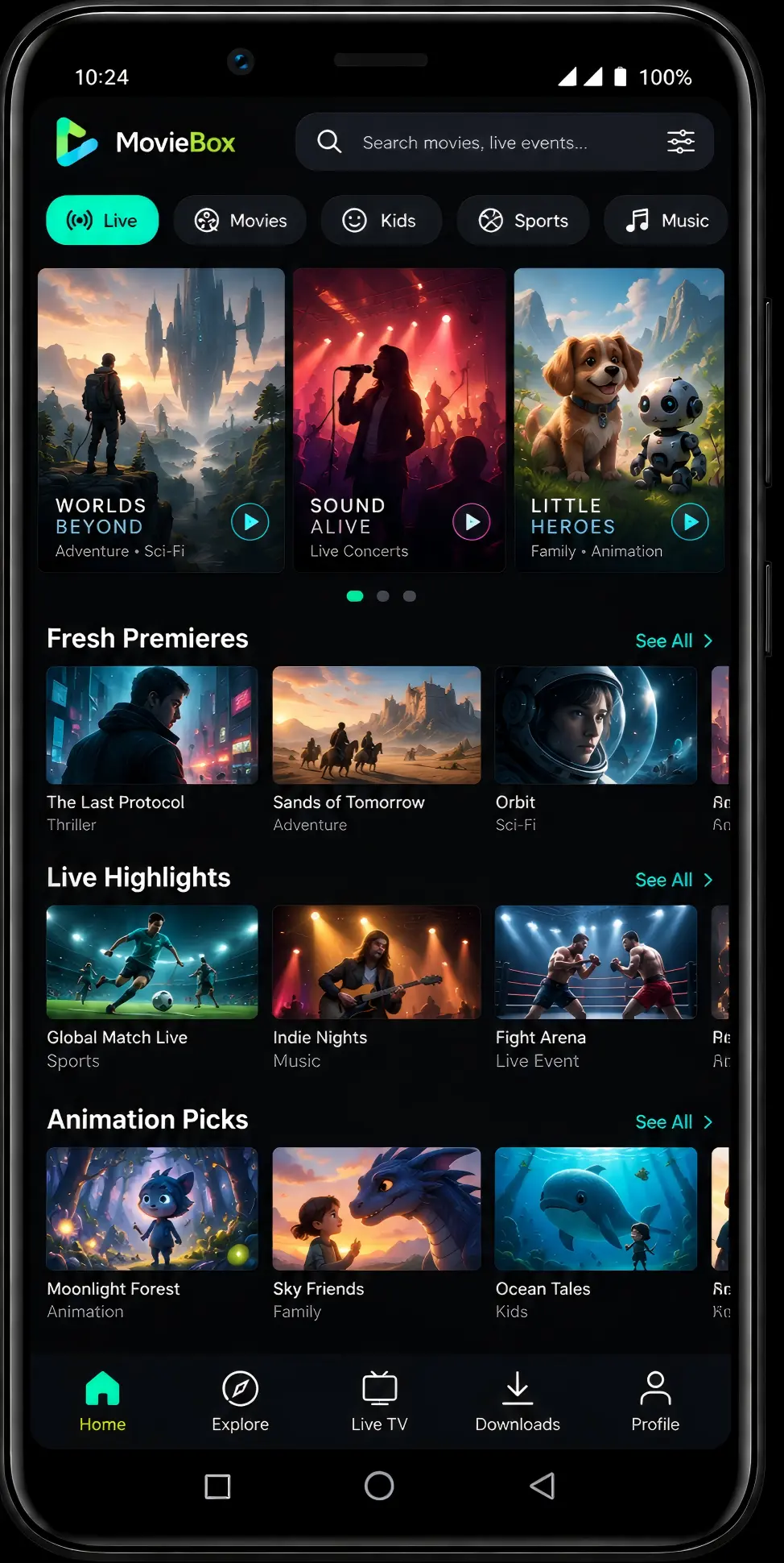 MovieBox App Interface Screenshot