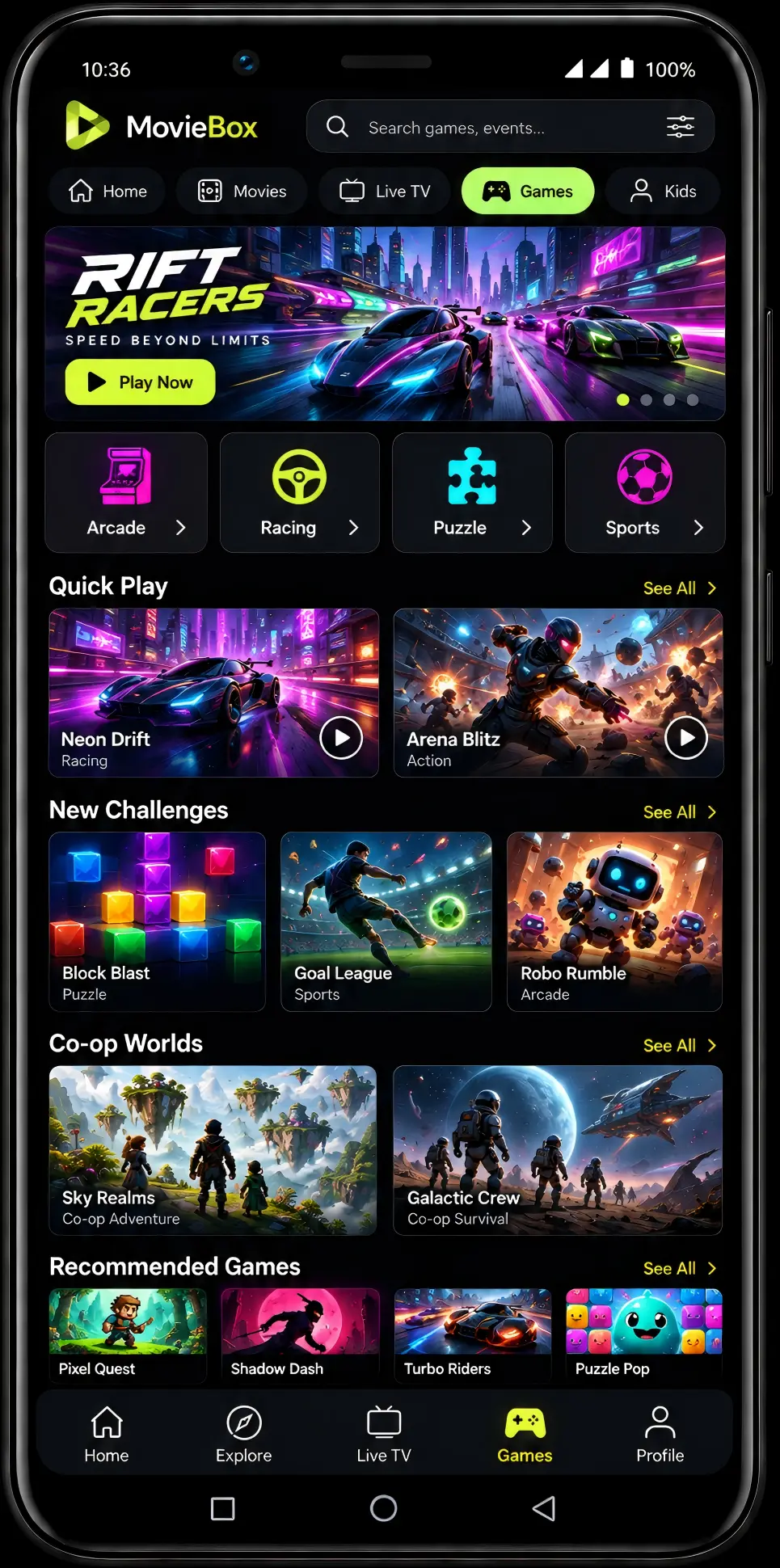 MovieBox HD Streaming Interface
